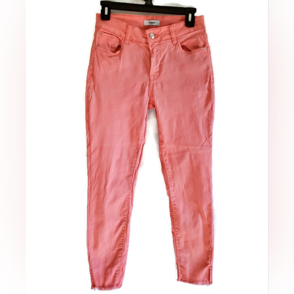Kensie Coral Pink Split-Hem Ankle Skinny Jeans Women's Size 2/26